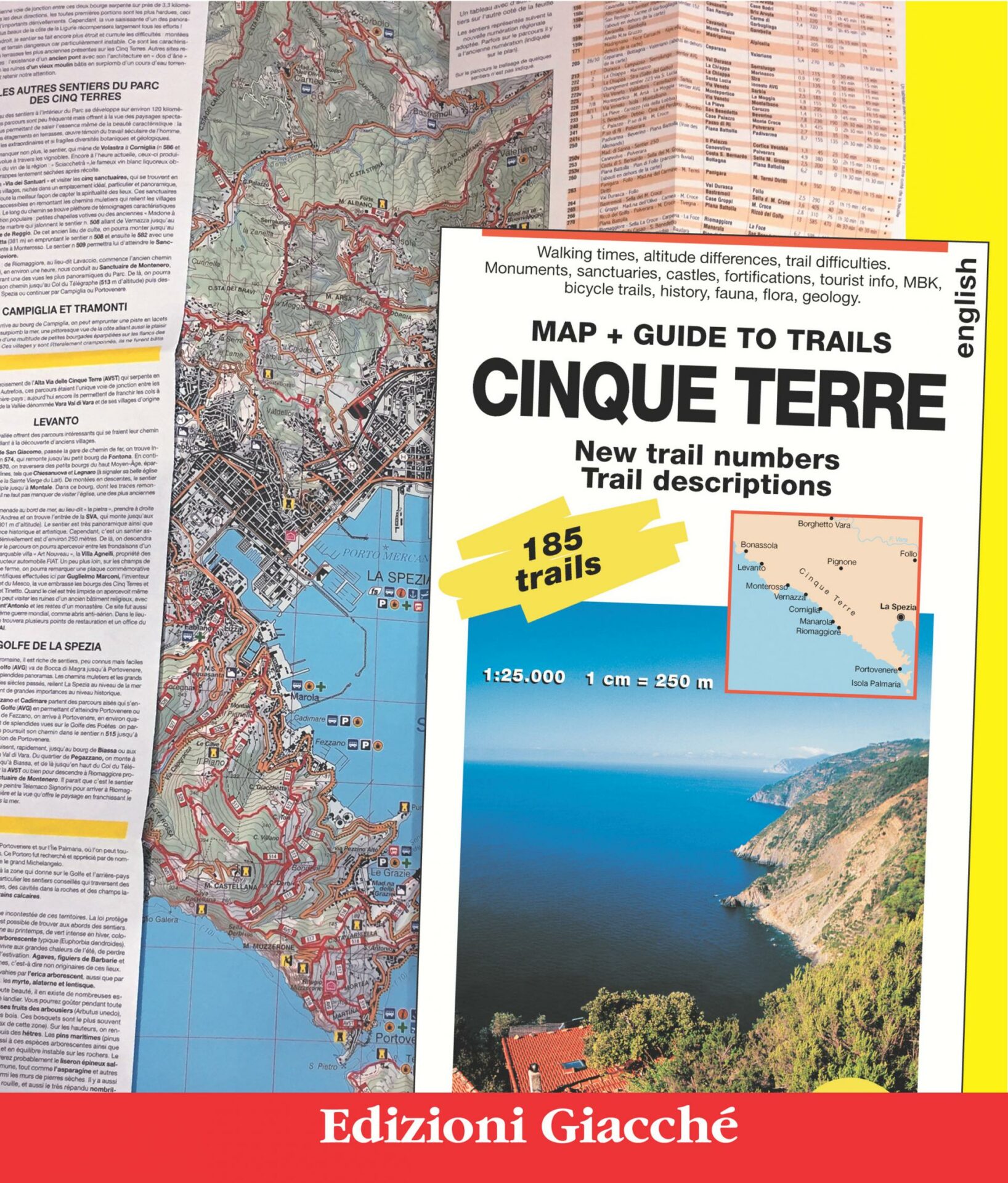 Guide to trails Cinque Terre map 185 trails 1:25.000 